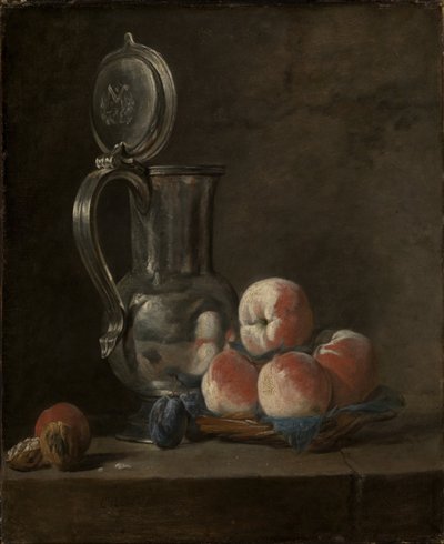 Natura morta con brocca di latta e pesche da Jean Baptiste Simeon Chardin
